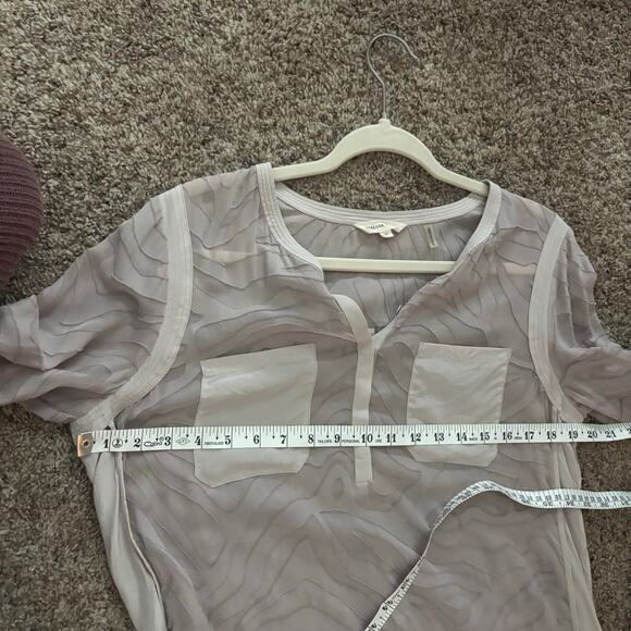 Rebecca Taylor Silk Burnout Sheer Lavender Textured Blouse Top 10 Popover - Picture 6 of 11